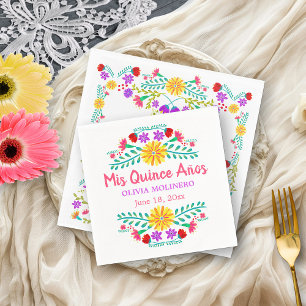 Mis Quince Anos Mexican Fiesta Quincenera Custom Napkins