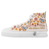 Mis Quince Anos Mexican Floral Quinceanera High-Top Sneakers (Left Shoe Outside)