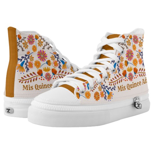 Mis Quince Anos Mexican Floral Quinceanera High-Top Sneakers (Pair)