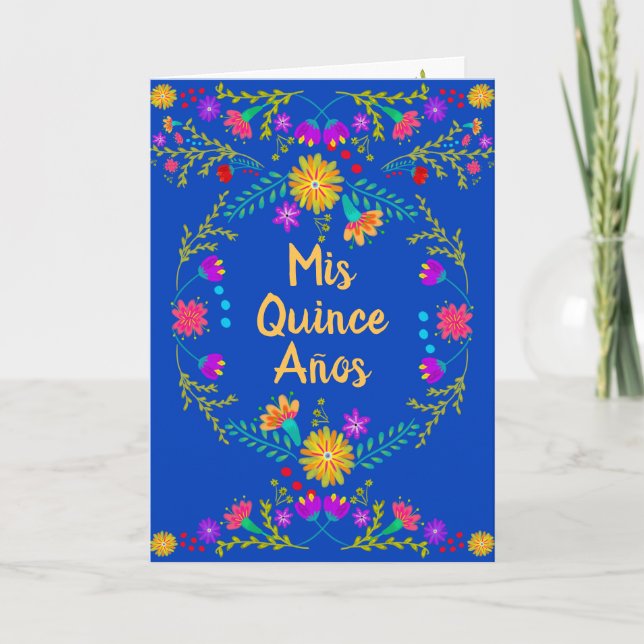 Mis Quince Anos Mexican Royal Blue Quinceanera Invitation (Front)
