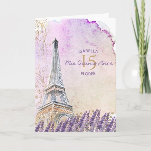 Mis Quince Anos Paris Eiffel Tower Lavender Invitation