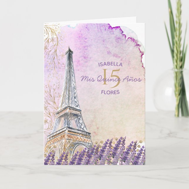 Mis Quince Anos Paris Eiffel Tower Lavender Invitation (Front)