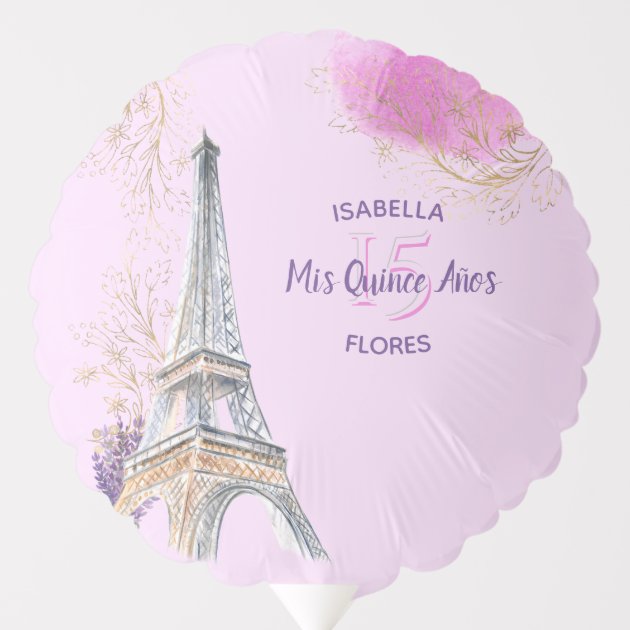Mis Quince Anos Paris Eiffel Tower Pink Custom Balloon | Zazzle