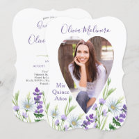 Mis Quince Anos Photo Purple Floral Quinceanera