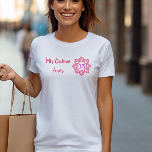 Mis Quince Anos Pink Papel Picado Quinceanera T_Shirt