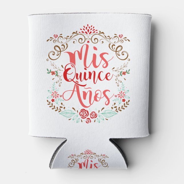 Mis Quince Anos Quinceanera 15th Birthday Can Cooler (Front)