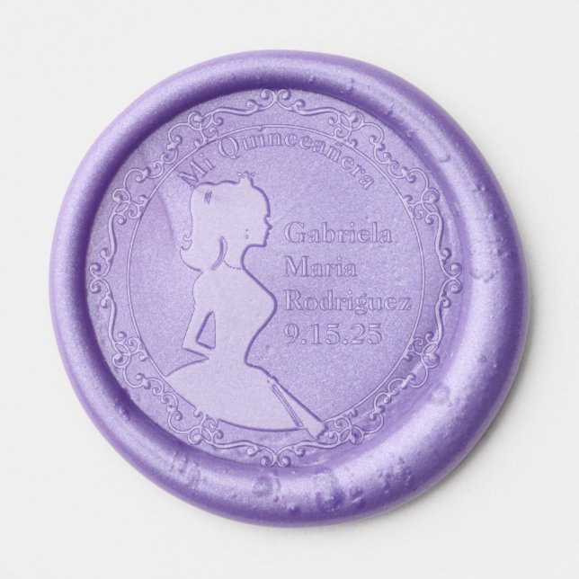 Mis Quince Años Quinceañera Girl Chica Wax Seal Sticker (Front)