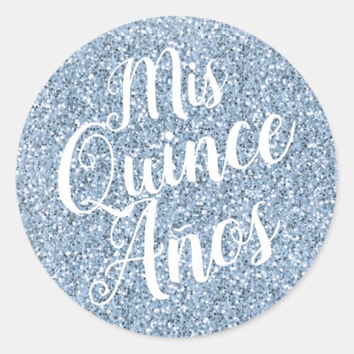 Mis Quince Aos Quinceaera Light Blue Glitter Classic Round Sticker