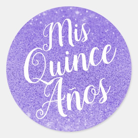 Mis Quince Años Quinceañera Purple Glitter Classic Round Sticker ...