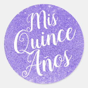 Mis Quince Años Quinceañera Purple Glitter Classic Round Sticker