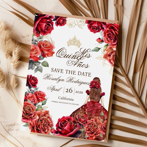 Mis Quince Aos Red Roses Chic Elegant  Save The Date