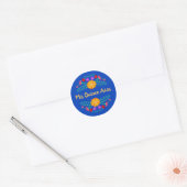Mis Quince Anos Royal Blue Mexican Fiesta Flowers Classic Round Sticker (Envelope)