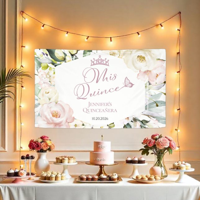 Mis Quince | Boho Floral Frame Quinceañera Banner (Creator Uploaded)