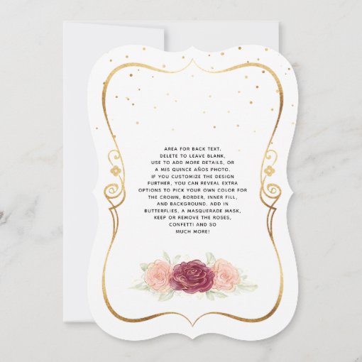 Mis Quince Burgundy Blush Gold Floral Quinceanera Invitation Zazzle 8997