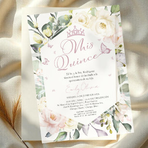 Mis Quince Butterfly Floral Quinceañera Spanish Vellum Invitations