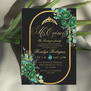 Mis Quince Emerald Green flowers 15th Birthday Invitation