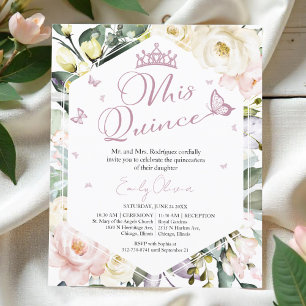 Mis Quince Floral Photo Quinceañera Invitation