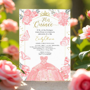 Mis Quince Invitation Spanish Pink Dress Floral