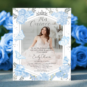 Mis Quince Photo Budget Invitation Dusty Blue