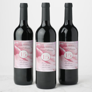 Mis Quince Pink Floral Wine Label