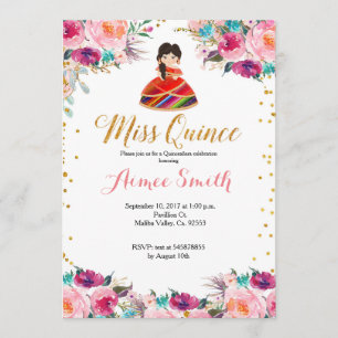 Mis Quince Pink Gold Floral invitation