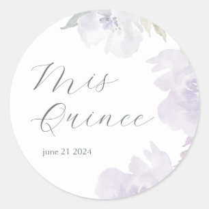 Mis Quince Purple Floral 15th Birthday Quinceañera Classic Round Sticker