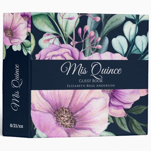 Mis QUINCE Purple Floral Quinceanera GUESTBOOK NEW 3 Ring Binder