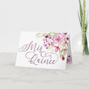 Mis Quince Purple Floral Watercolor 15th Birthday Invitation