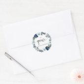 Mis Quince, Spanish, Wreath Blue Floral Classic Round Sticker (Envelope)