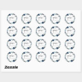 Mis Quince, Spanish, Wreath Blue Floral Classic Round Sticker (Sheet)