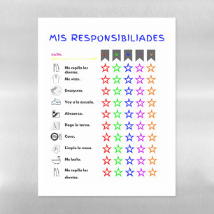 Mis Responsibilidades (Spanish Chore Chart) Magnetic Dry Erase Sheet