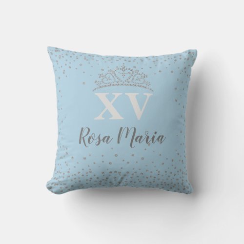 Mis XV 15 Quinceaera Glitter Crown 16 Pillow