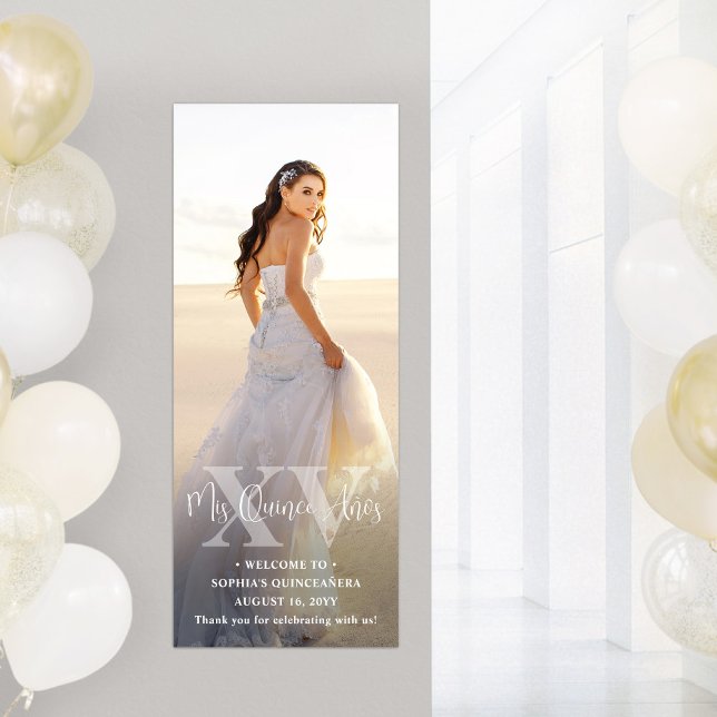 Mis XV Años Chic Simple Photo Overlay Quinceañera Poster (Creator Uploaded)
