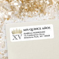 Mis XV Años Gold Quinceañera Crown Return Address
