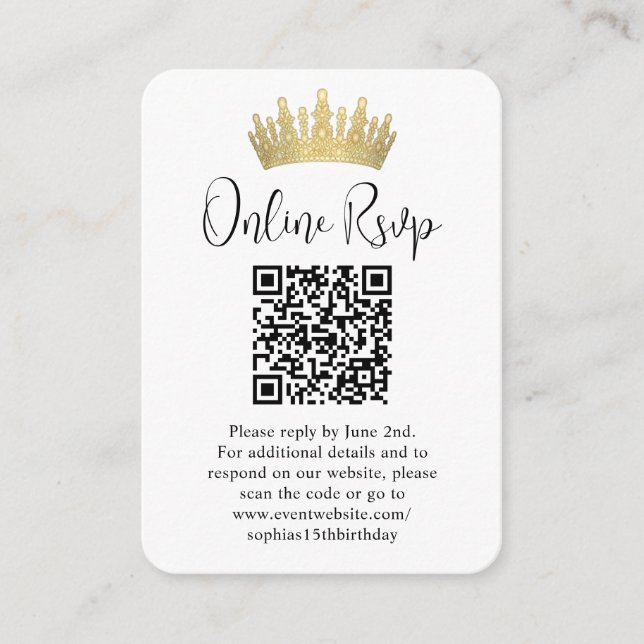 Mis XV Años Online RSVP QR Code Quinceañera Photo Enclosure Card