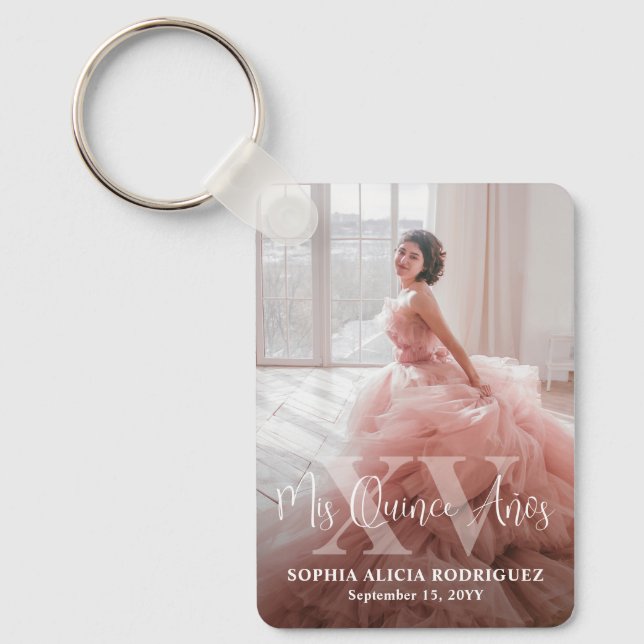 Mis XV Años Quinceañera 15th Birthday Chic 2 Photo Keychain (Front)