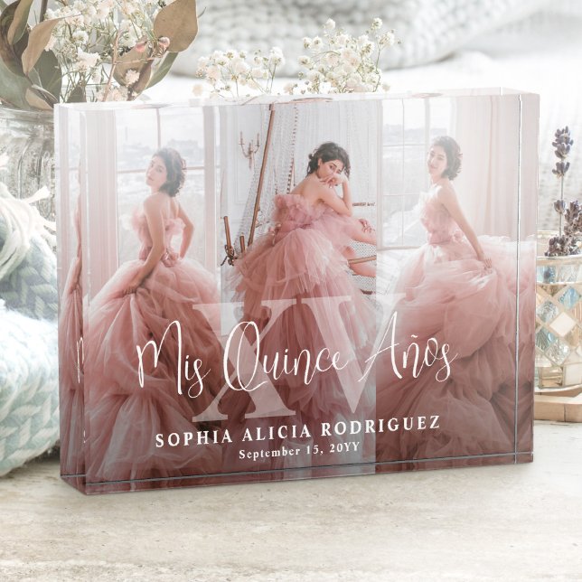 Mis XV Años Quinceañera 15th Birthday Collage 3 Photo Block (Creator Uploaded)