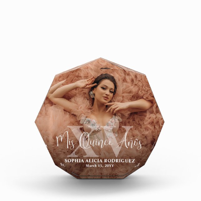 Mis XV Años Quinceañera Keepsake 15th Birthday Photo Block (Front)