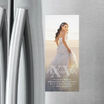 Mis XV Años Save the Date Chic Quinceañera Photo Magnetic Invitation<br><div class="desc">Share the joyful news of an upcoming Quinceañera celebration with chic modern photo magnetic save the date invitations. The picture and all wording on this template are simple to personalize, and the magnetic backing makes them easy for family and friends to display. The unique minimalist overlay design features large bold...</div>