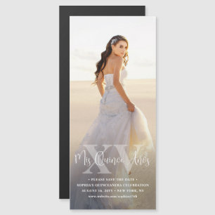 Mis XV Años Save the Date Chic Quinceañera Photo Magnetic Invitation