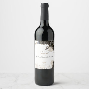 Mis XV Años Wine Label Black and Gold