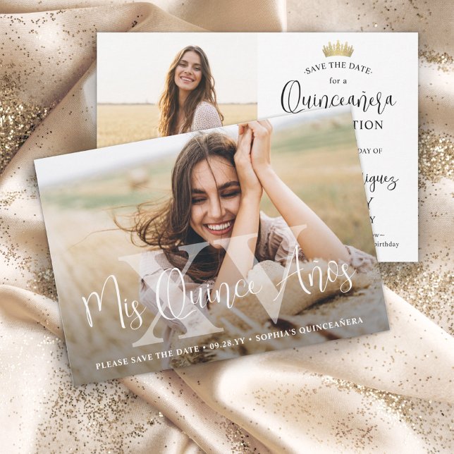 Mis XV Modern Quinceañera 2 Photo 15th Birthday Save The Date (Creator Uploaded)