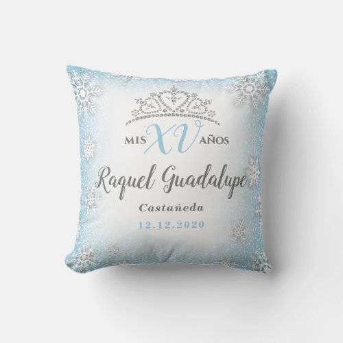 Mis XV Winter Wonderland Quinceaera Crown Pillow