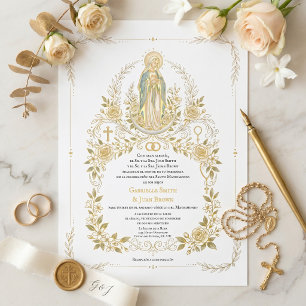 Misa de Velació Catholic Virgin Mary Nuptial Mass  Foil Invitation