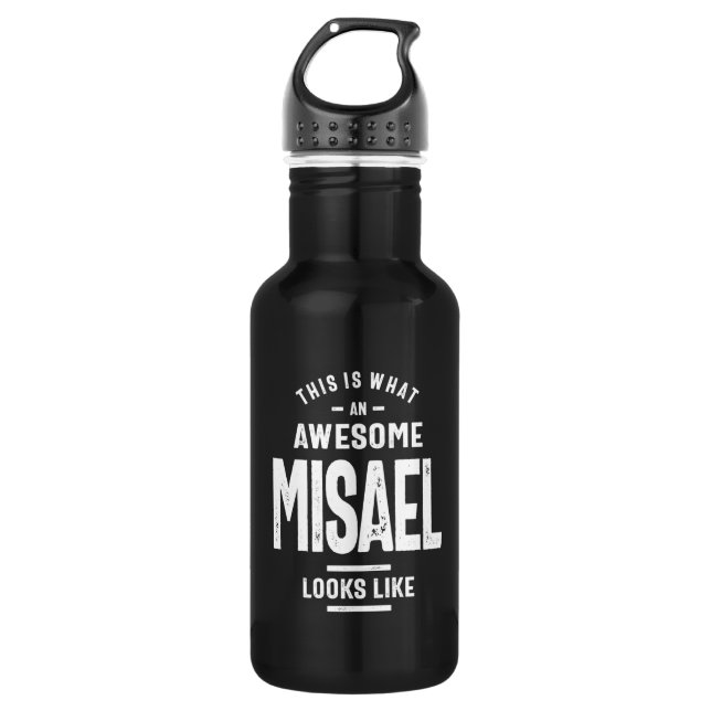 Misael Personalized Name Birthday Stainless Steel Water Bottle (Front)
