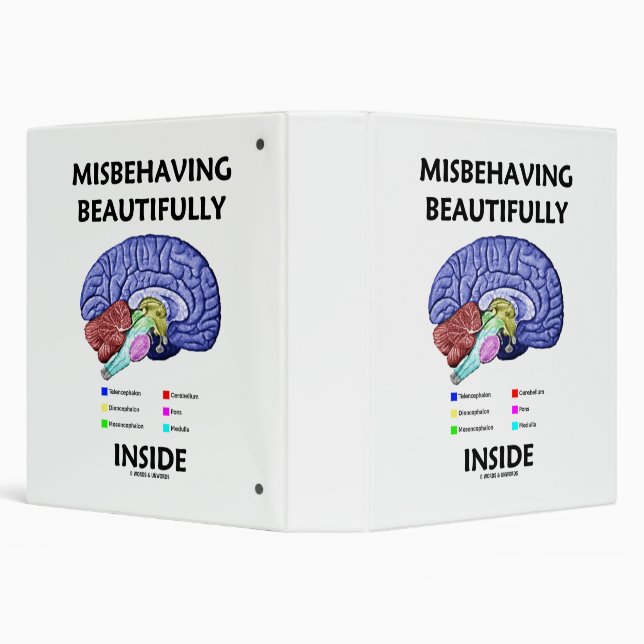 Misbehaving Beautifully Inside Anatomical Brain 3 Ring Binder (Background)