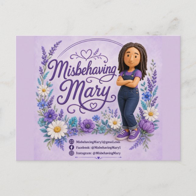 Misbehaving Mary Postcard (Front)