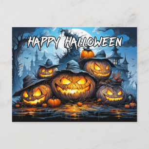 Misbehaving Pumpkins After Dark Happy Halloween Postcard