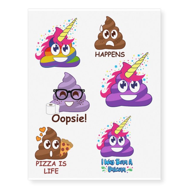 Misc. Poop Emoji temporary Tattoos (Front)