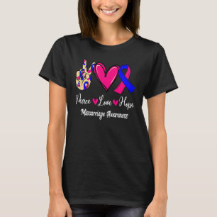 Miscarriage Awareness Peace Love Hope Pink & Blue  T-Shirt